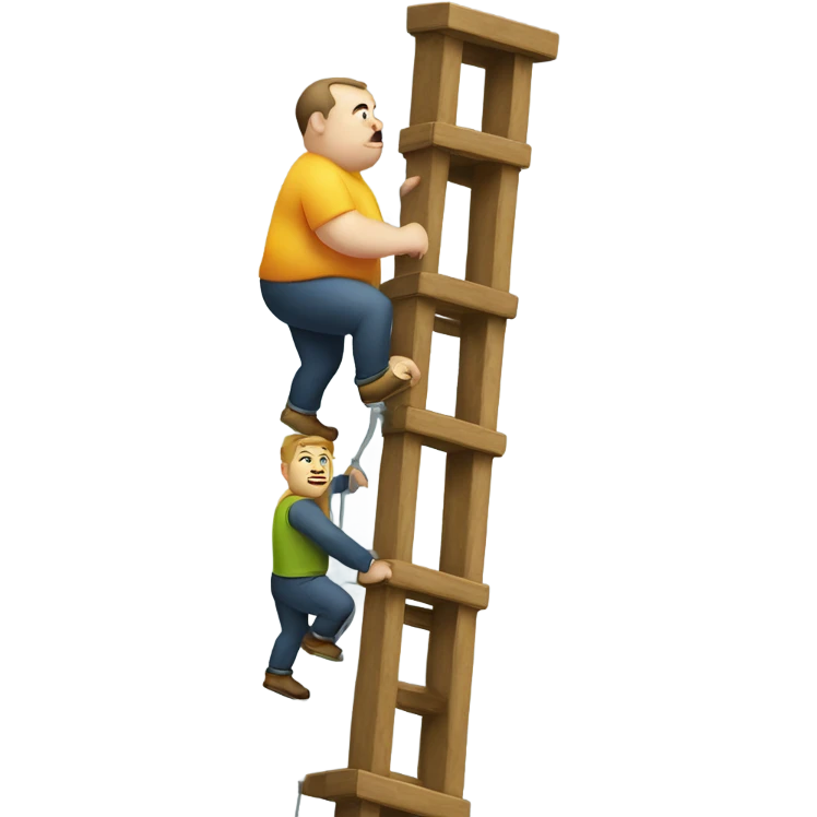Fat man climbing tower emoji