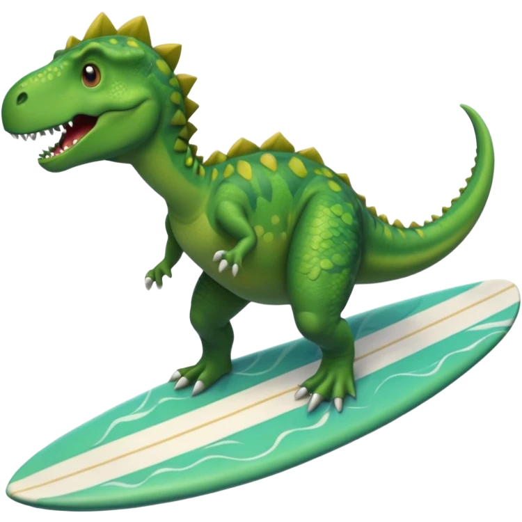 Dinosaur riding a surfboard emoji
