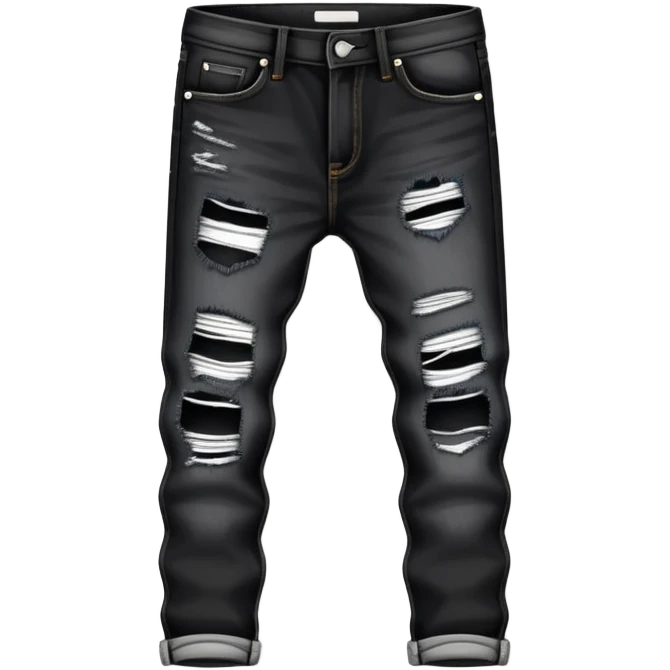 Black ripped jeans with white tag emoji