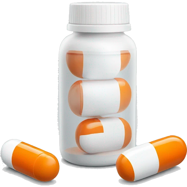 Orange pill bottle with white pills emoji