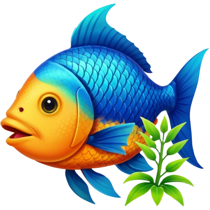 A fish holding a plant with its mouth emoji