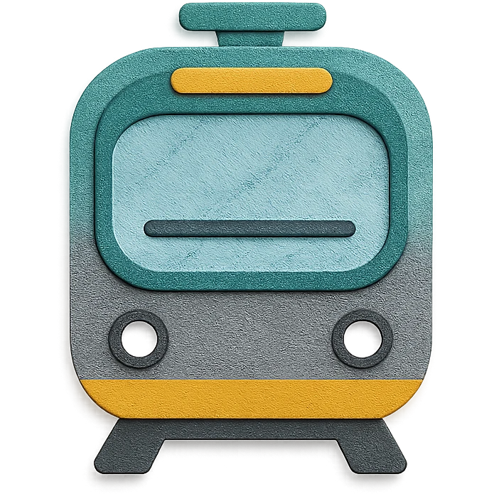futuristic subway, paper craft style emoji