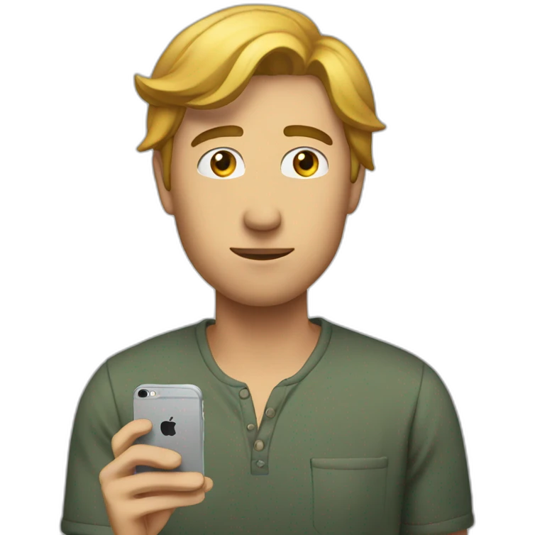 man looking at iphone 15 emoji