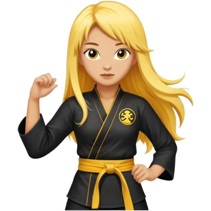 sexy girl with long yellow hair, kung fu emoji