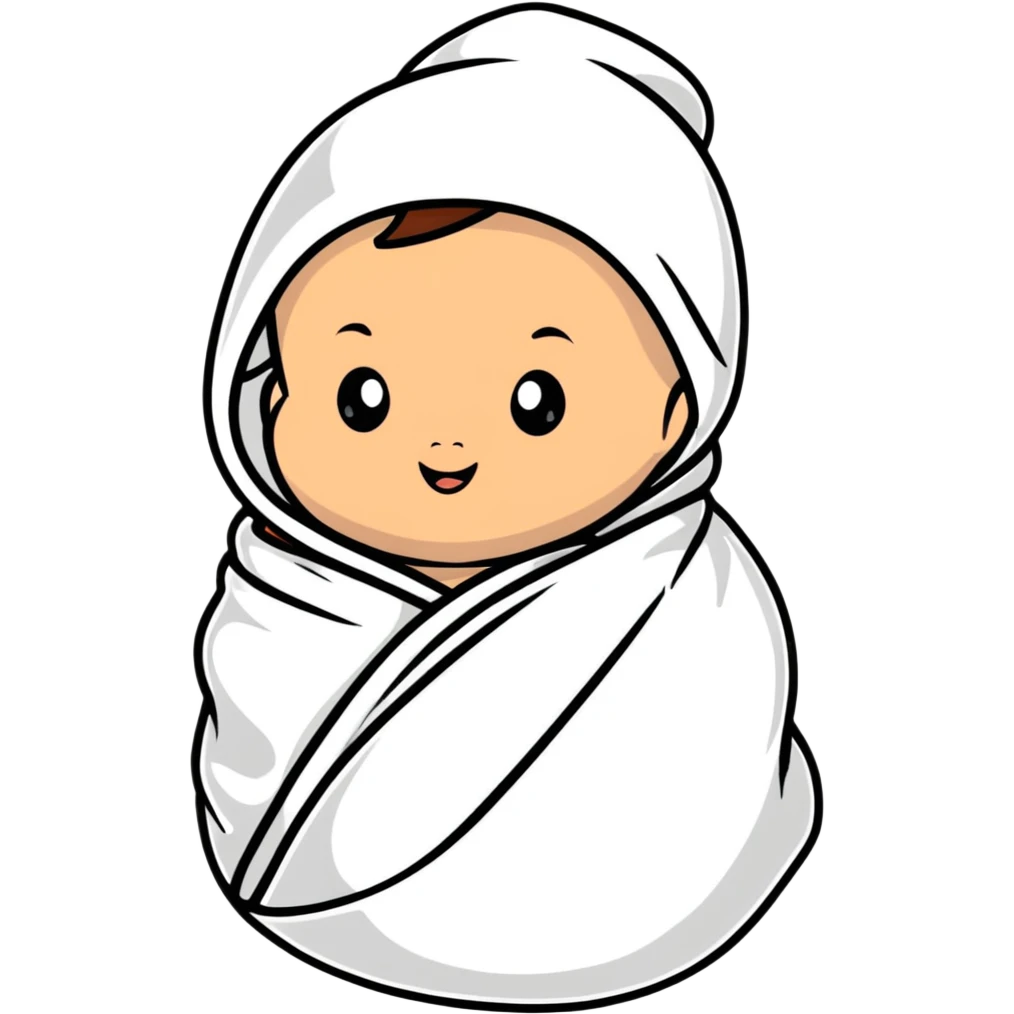 tanned baby swaddled in a white blanket emoji