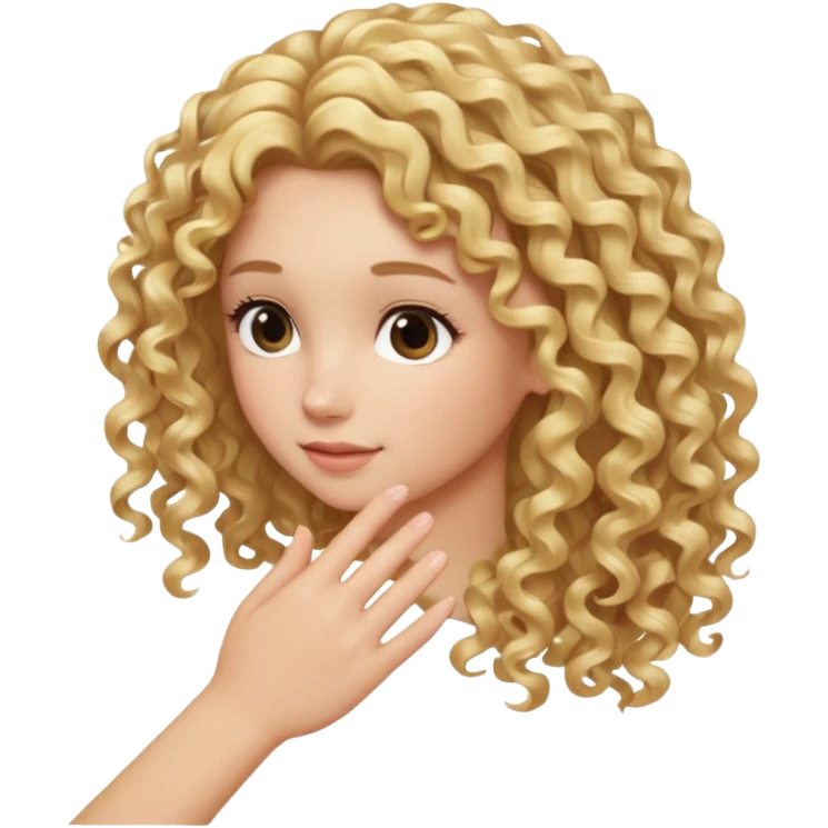 back view of a hand gently touching blonde curly hair emoji