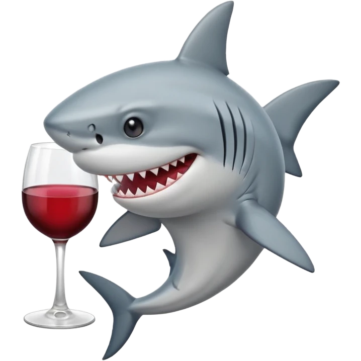 shark holding glass of wine emoji