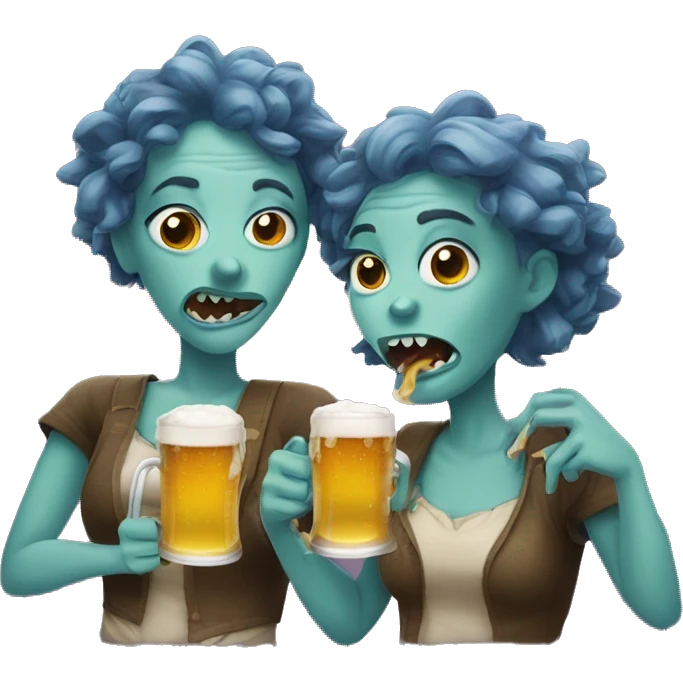 two funny female monsters drinking beer emoji