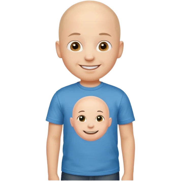 bald child with t shirt emoji