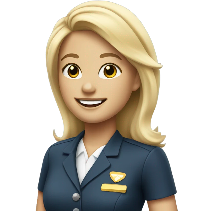 blonde hair girl smiling in flight attendant uniform  emoji