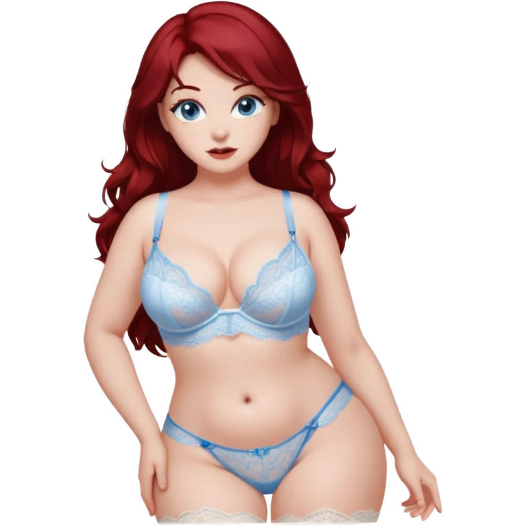 White Lingerie curvy big ass dark red hair blue eyes emoji