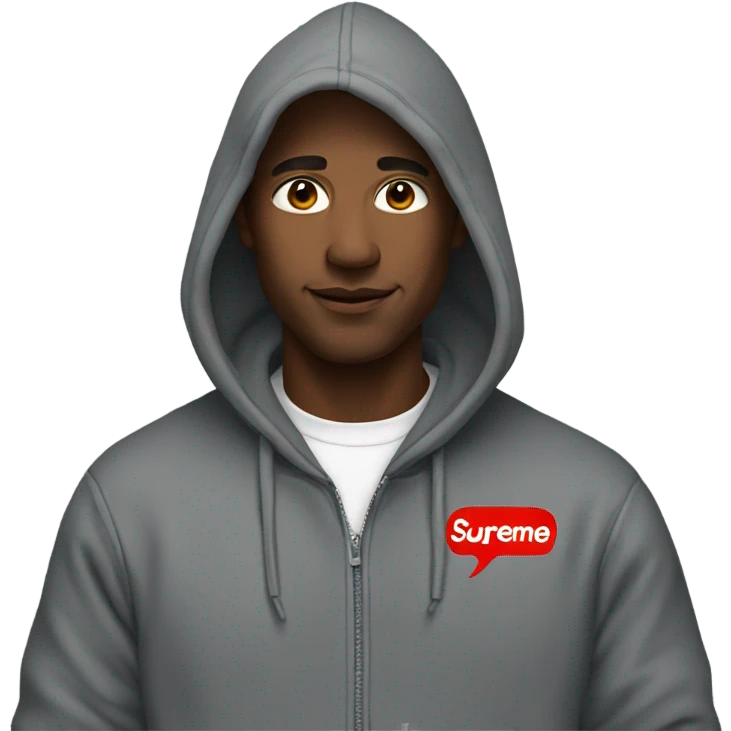 A man wearing a supreme hoodie emoji