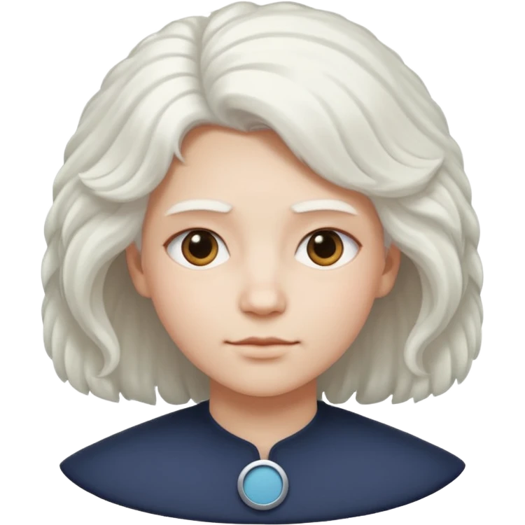 Make a whit circle with a white trapezoid under it and white puffy hair on top the circle  emoji
