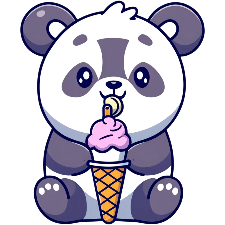 Panda eating ice cream emoji