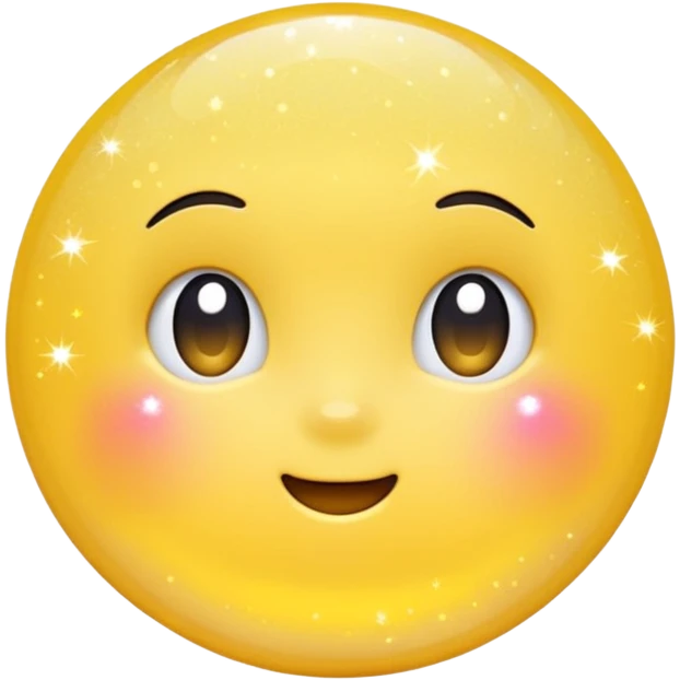 yellow glitter, sparkling effect, smooth gradient colors, rounded and cute appearance, simple white background, high-resolution.
 emoji