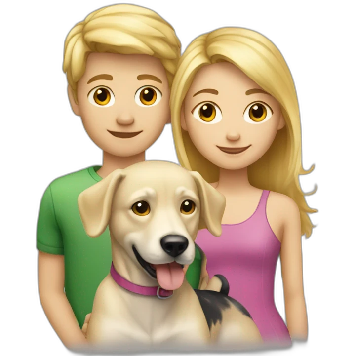 blond-hair-boy-and-girl-with-dog emoji