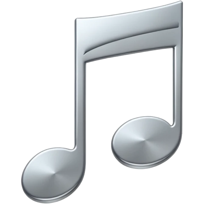 Minimal emoji icon of a single metallic silver music note, clean shape, smooth edges emoji