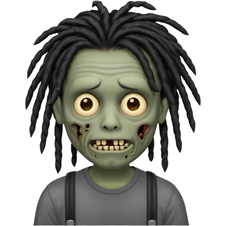 memoji iphone zombie with black dreads black tee and braces emoji