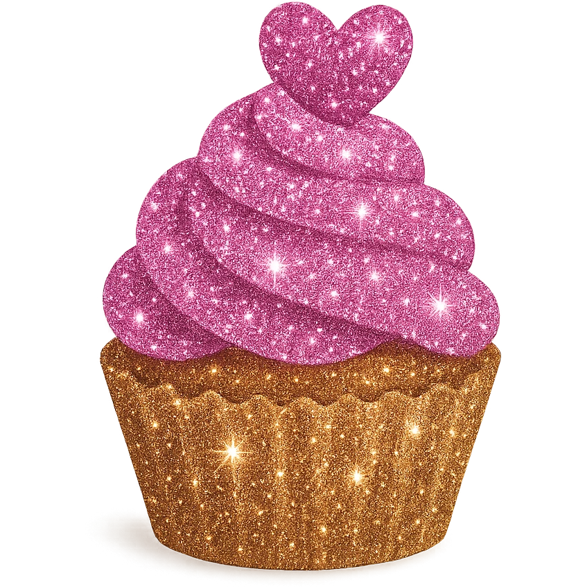 glittery cupcake object, cute, no background emoji