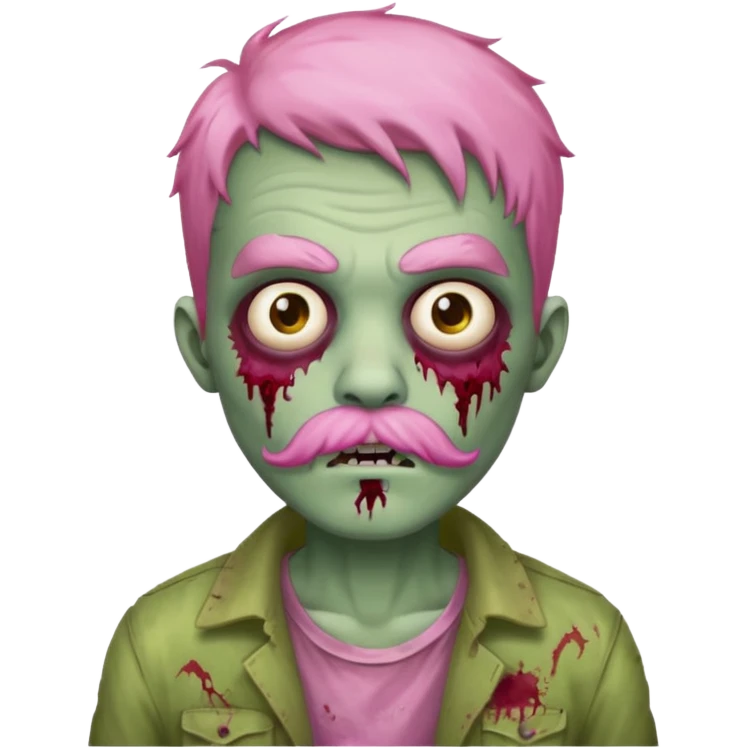 young zombie with pink mustache emoji