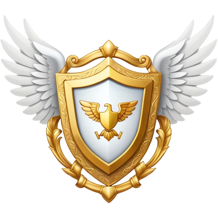 Gold shield with white wings and VIP text in the center emoji
