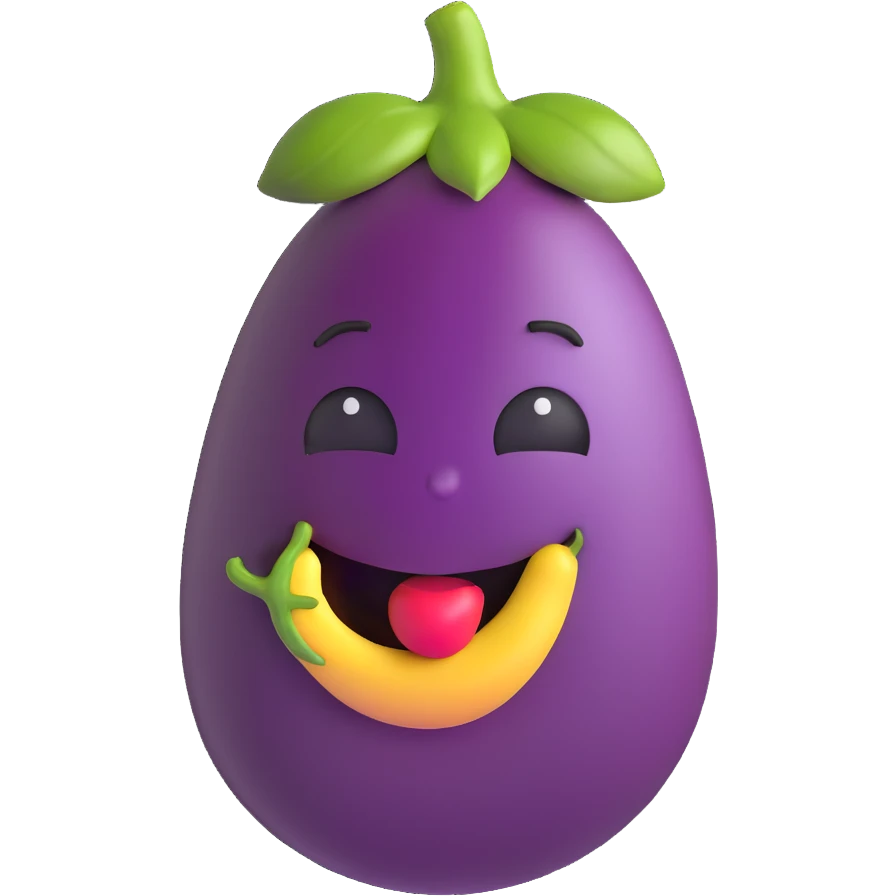 tired face emoji holding eggplant to mouth emoji