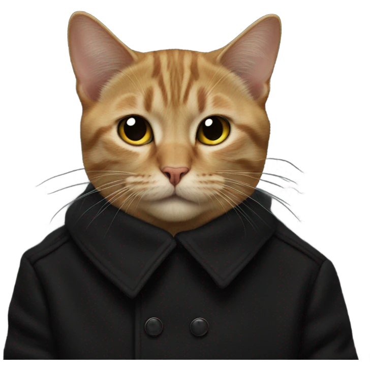 Cat face on a black coat emoji