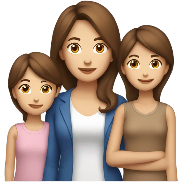 Mom vietnamese and 3 daughers (1 brune, 2 châtain,) emoji