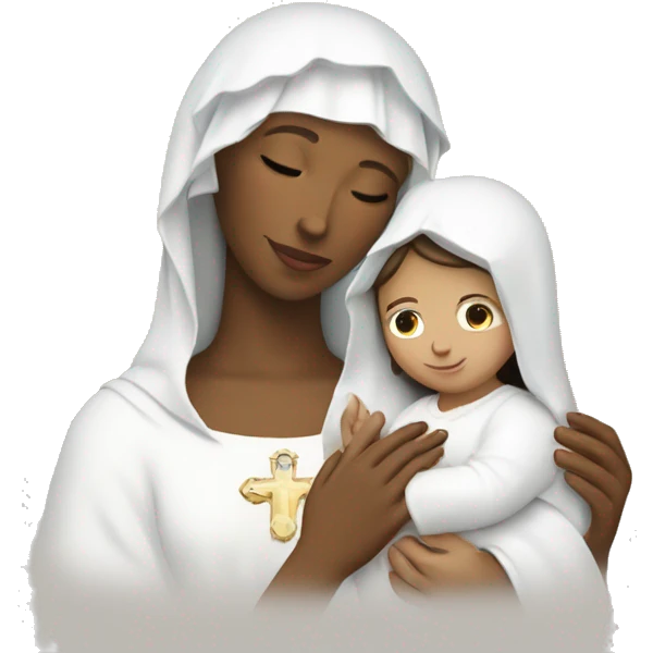 Maria mother of Jesus with Jesus in hands white skin emoji