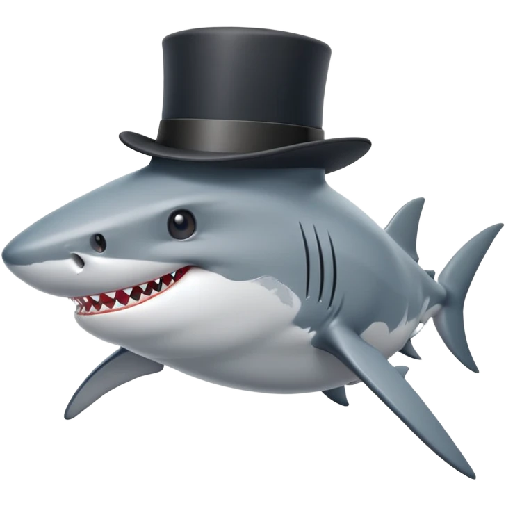 Shark with a top hat emoji