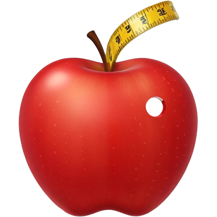 apple with a measuring tape emoji
