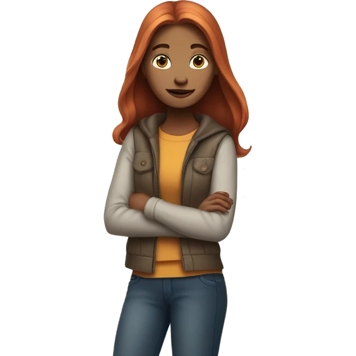 Snowwhite having long copper color  hair and wears casual clothes  emoji