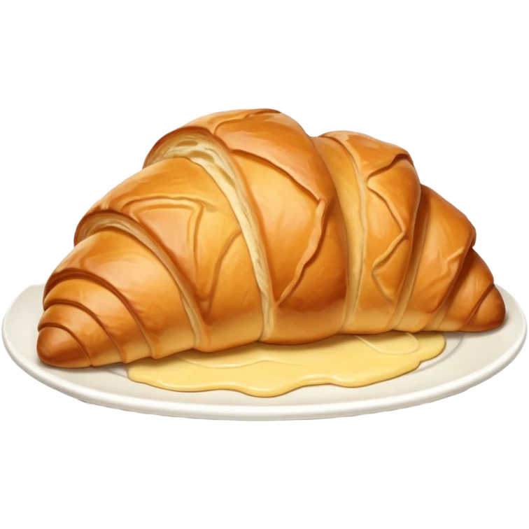 Croissant on the white plate emoji