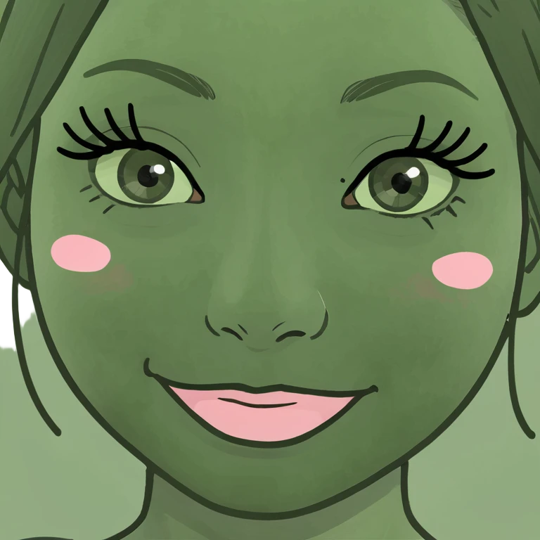 create a blushing emoji like a circle, looking up slightly to the side with lashes and a small smile with blush on the cheeks emoji