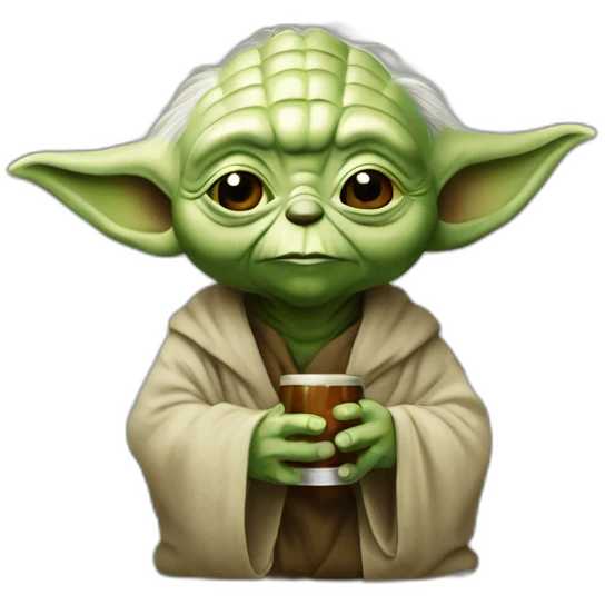 Yoda buvant une bierre emoji