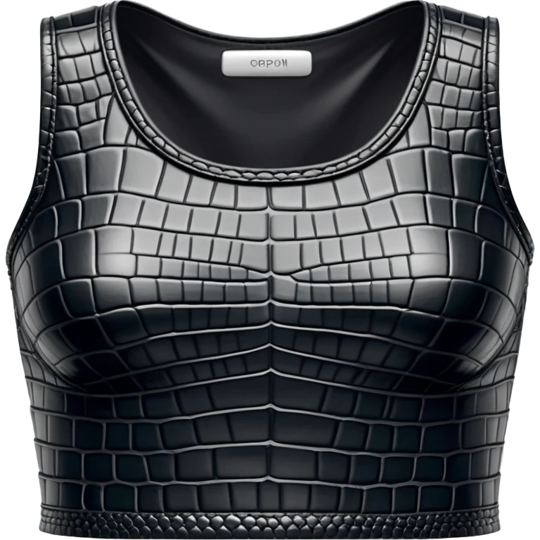 super realistic black crocodile leather crop top emoji