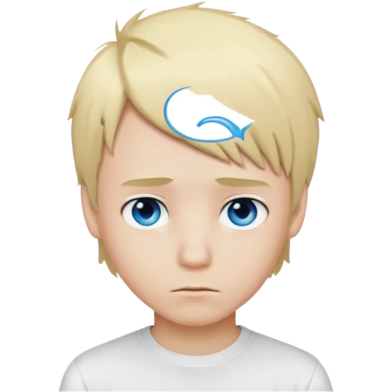 boy with blonde hair emo, and white shirt, blue eyes emoji
