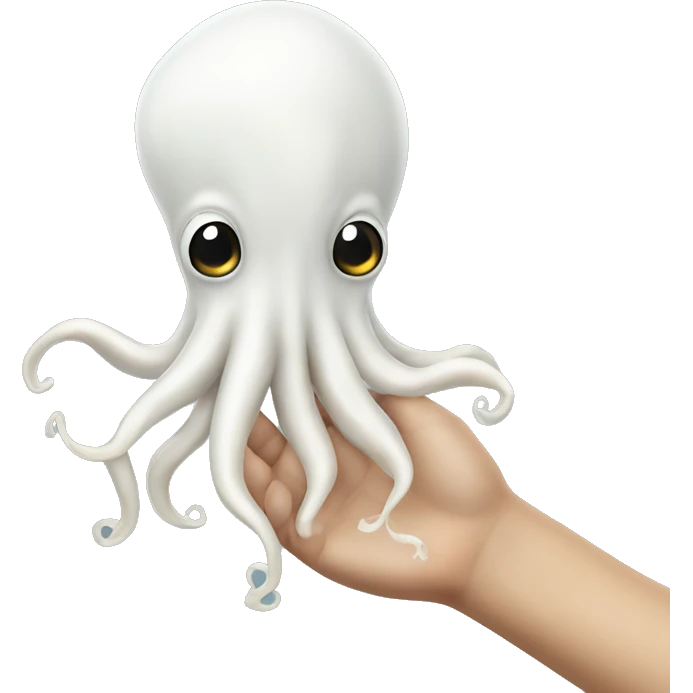white squid things on a hand emoji