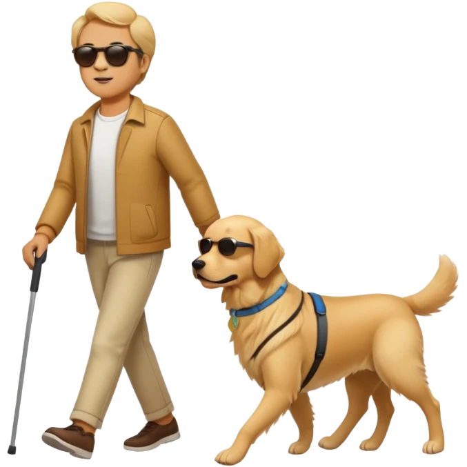 blind man with sunglasses and guide dog emoji