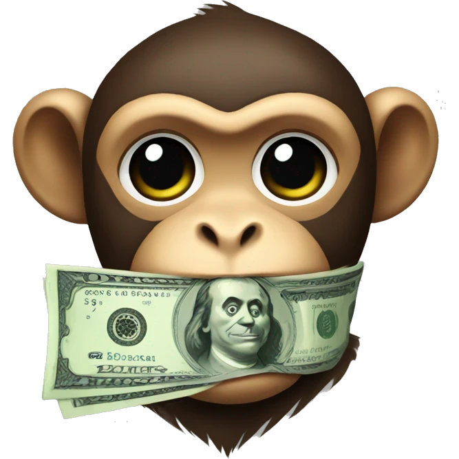 monkey with a bandana around its head hold money emoji