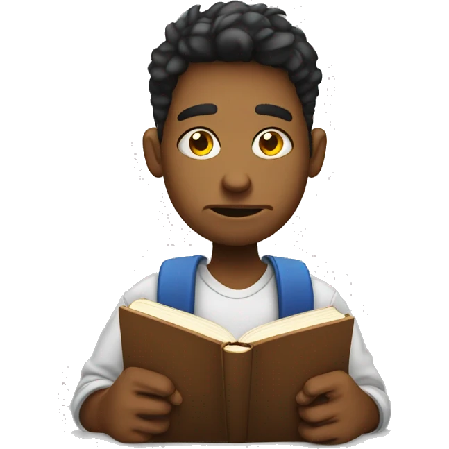 highly bored demotivated young student holding book emoji