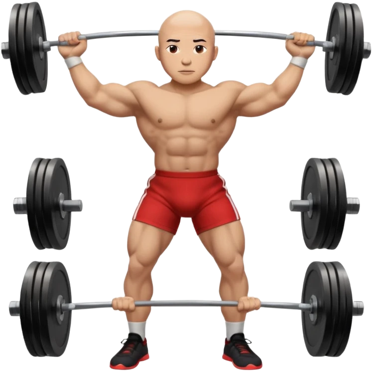 bald asian man deadlifting emoji