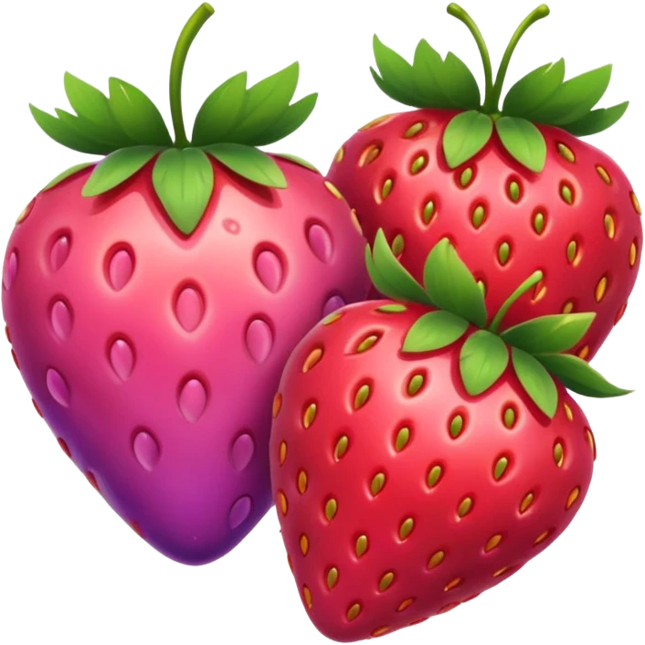 strawberries, pink and purple hearts emoji
