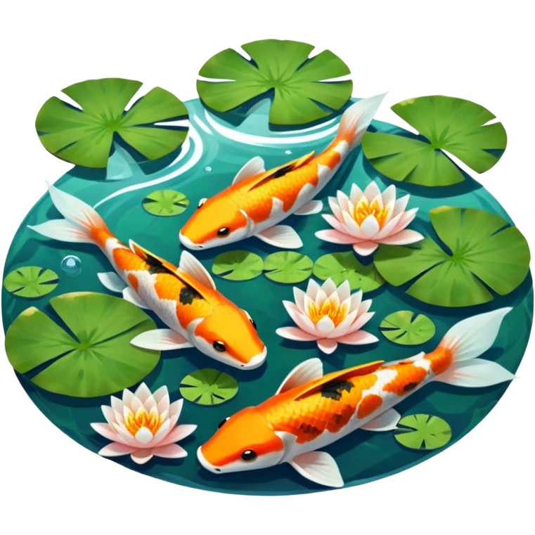 Pond of water, water Lillie’s and koi fish emoji