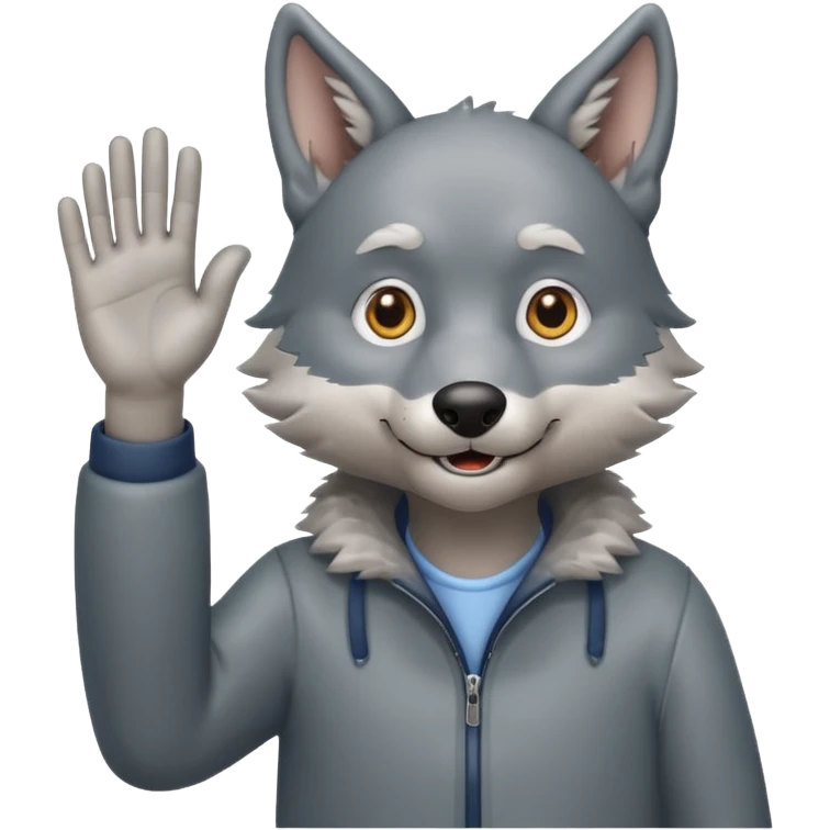 wolfgrandpa waving his hand and his hole body is standing  emoji