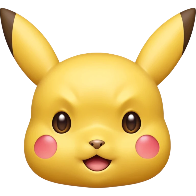 emoji of metamorph (ditto) transformed into pikachu but with metamorph's unique face small eyes and straight mouth emoji