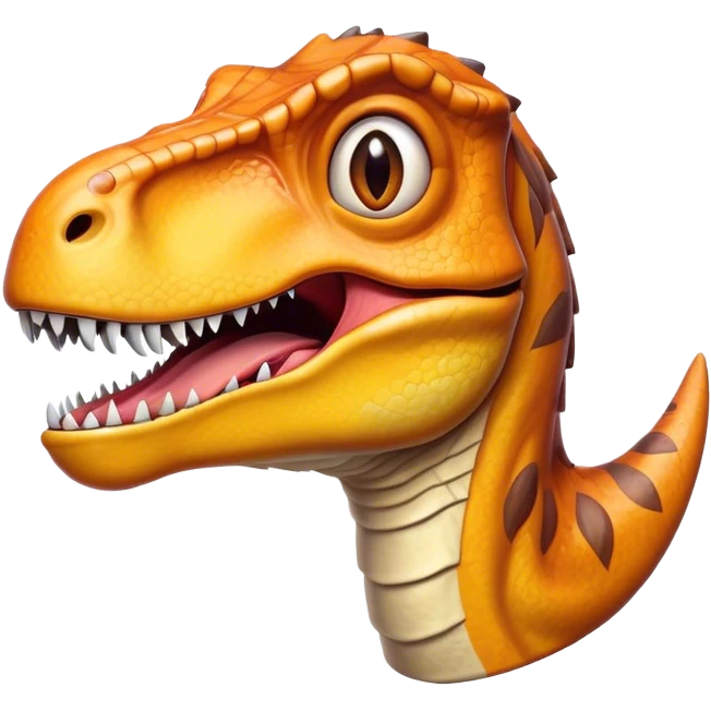 Cinematic Realistic Comical velociraptor/T-rex Portrait Emoji, Head tilted dramatically with an exaggeratedly amused expression, featuring a striking, glossy scaled body with bold natural textures and wide, expressive eyes brimming with playful disbelief, rendered with lifelike detail and dynamic natural lighting, high shine, dramatic yet playful, styled with an air of cheeky prehistoric mischief, soft glowing outline, capturing the essence of a spirited and over‐the‐top velociraptor/T-rex that looks ready to bellow its way into viral fame! emoji
