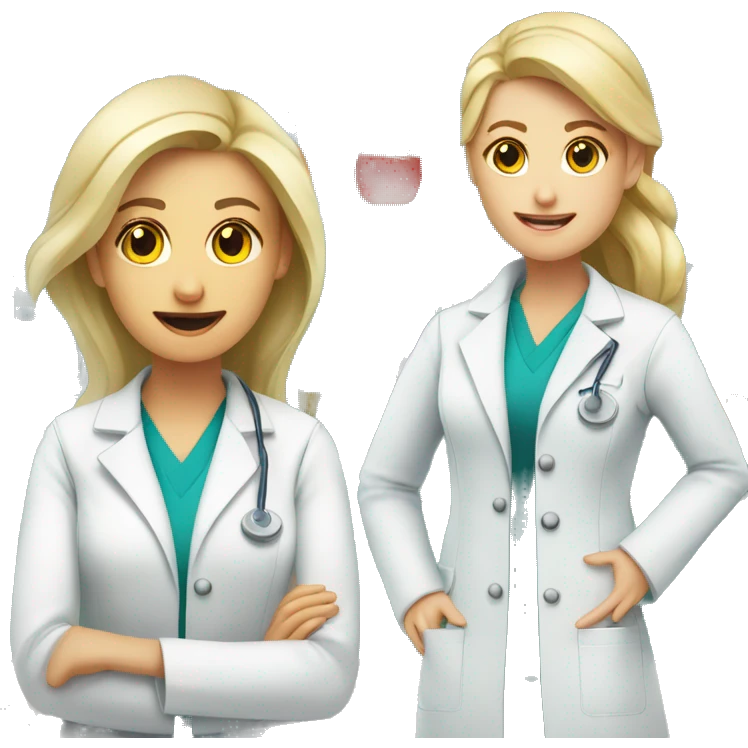 Chemist in lab next to blonde female doctor emoji