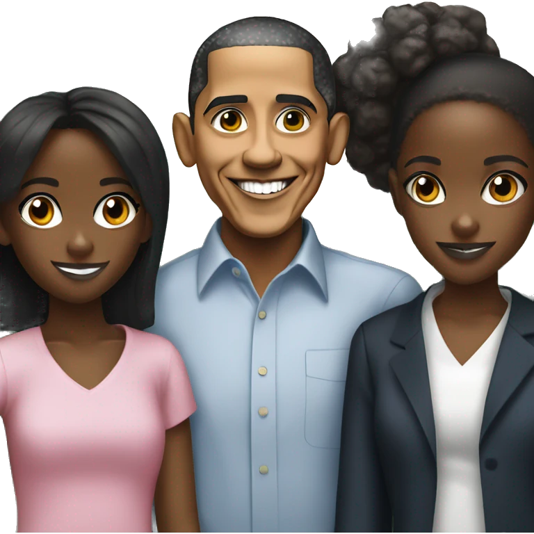 barack obama and two black girls  emoji