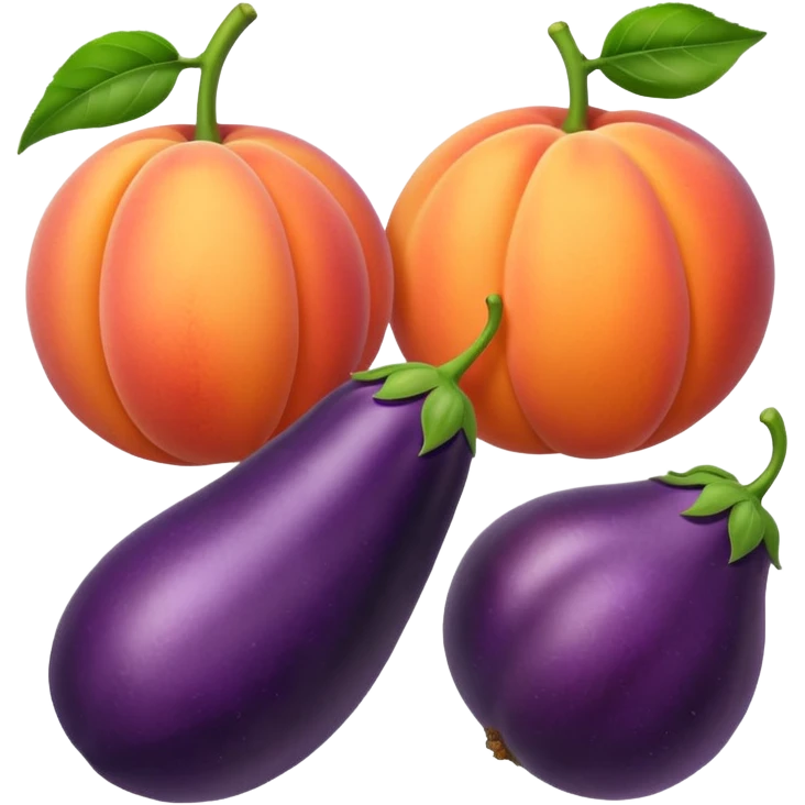 Peach with eggplant between emoji